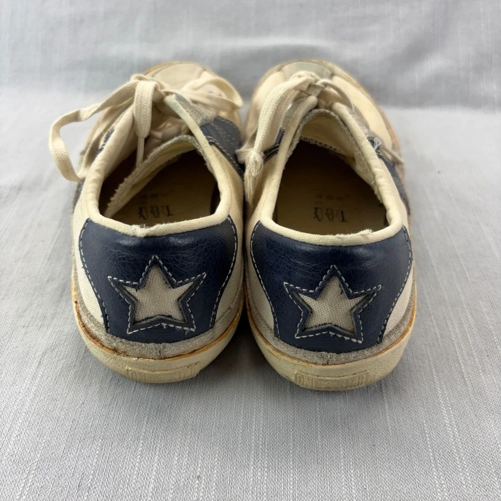 Converse One Star Sneakers Womens 9 Low Top Cream Navy Blue 509571T